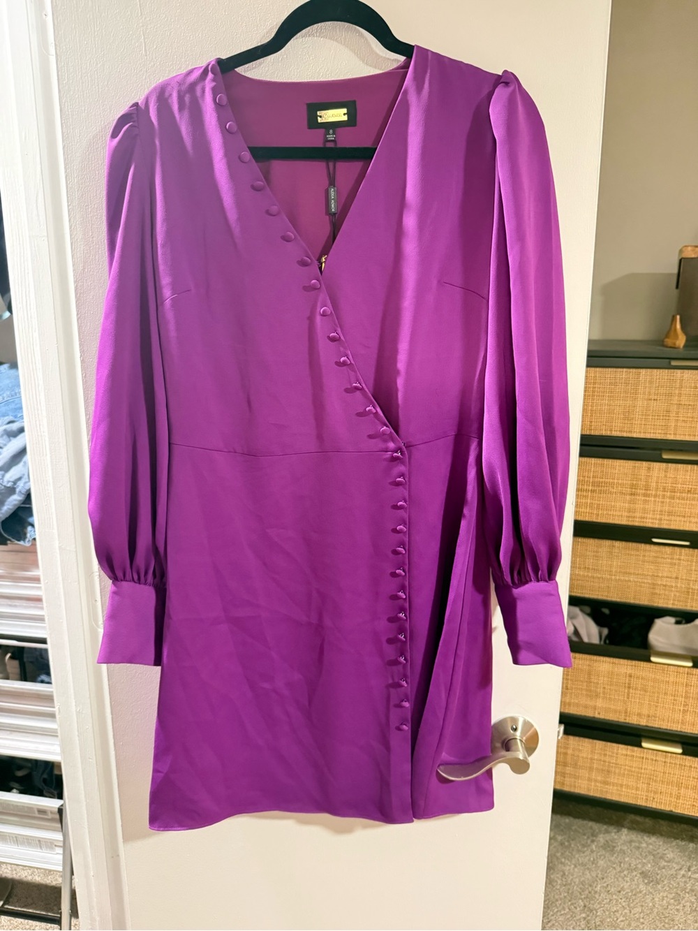 Alexia Admor Vibrant Purple Long Sleeve Wrap Dress